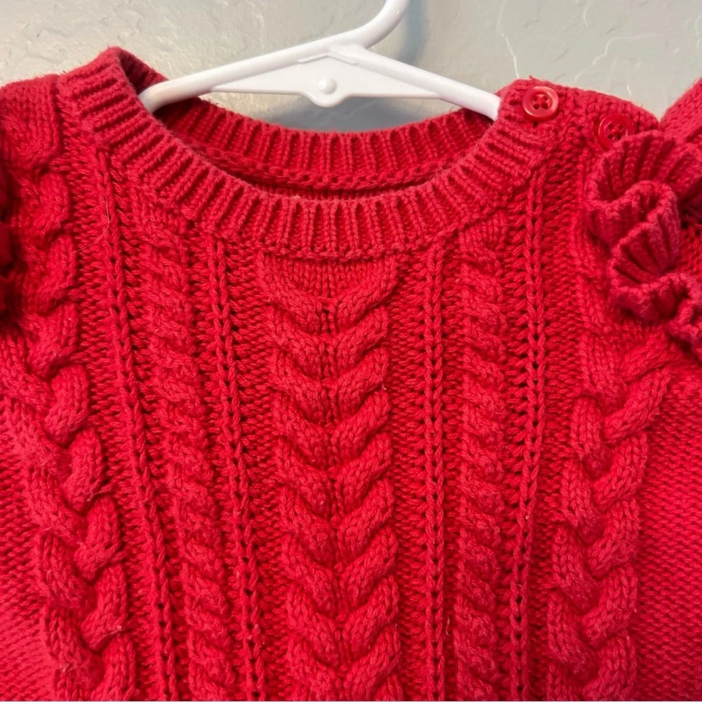 Baby Gap red cable knit sweater with ruffles size 0-3 months